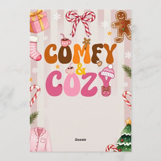 Süße Retro-Weihnachts-Pyjama-Party-Girl Einladung (Rückseite)