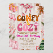 Süße Retro-Weihnachts-Pyjama-Party-Girl Einladung (Vorne/Hinten)