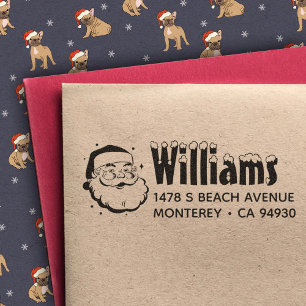 Süße Retro-Weihnachts-Santa-Claus-Rücksendeadresse Gummistempel