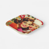 Süße Retro-Weihnachtsmädchen Pappteller (Gewinkelt)