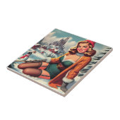 Süße Retro-Winter-Pin-up Fliese (Seite)