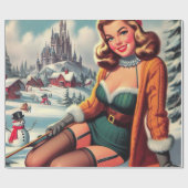 Süße Retro-Winter-Pin-up Geschenkpapier (Flach)