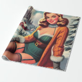 Süße Retro-Winter-Pin-up Geschenkpapier (Ungerollt)