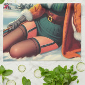 Süße Retro-Winter-Pin-up Geschirrtuch (Gefaltet)
