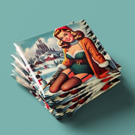 Süße Retro-Winter-Pin-up Magnet