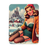 Süße Retro-Winter-Pin-up Magnet (Vertikal)