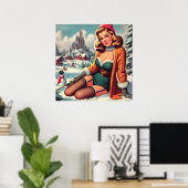 Süße Retro-Winter-Pin-up Poster (Heimbüro)