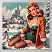 Süße Retro-Winter-Pin-up Poster (Vorne)