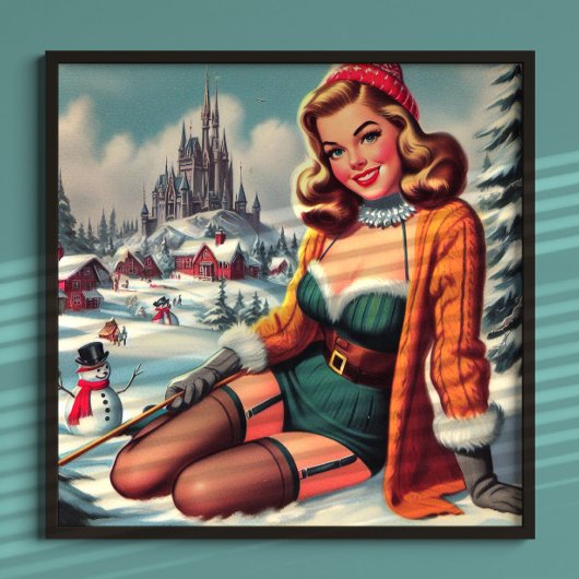 Süße Retro-Winter-Pin-up Poster