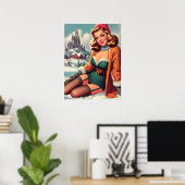 Süße Retro-Winter-Pin-up Poster (Heimbüro)