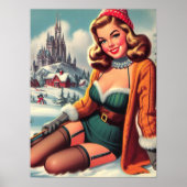 Süße Retro-Winter-Pin-up Poster (Vorne)