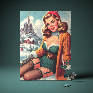 Süße Retro-Winter-Pin-up Puzzle