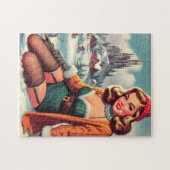 Süße Retro-Winter-Pin-up Puzzle (Horizontal)