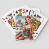 Süße Retro-Winter-Pin-up Spielkarten (Rückseite)