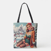 Süße Retro-Winter-Pin-up Tasche (Rückseite)