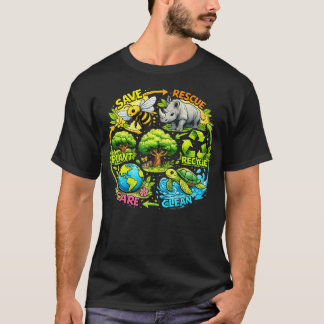 Süße Rette Bienen Retten Tiere Recyceln Plastik T-Shirt