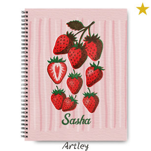 Süße Risograph-Erdbeeren & Streifen mit individuel Notizblock