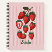 Süße Risograph-Erdbeeren & Streifen mit individuel Notizblock (Vorderseite)