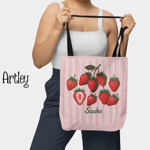 Süße Risograph-Erdbeeren & Streifen mit individuel Tasche