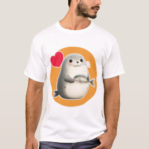 Süße Robbe mit Fisch T-Shirt