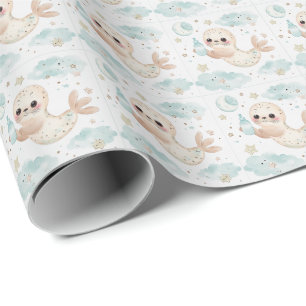 Süße Robben-Baby-Pastell-Wasserfarben-Muster Geschenkpapier