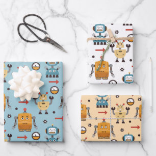 Süße Roboter  Geschenkpapier Set