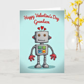 Süße Roboterenkel Valentinstagskarte Karte (Gelbe Blume)