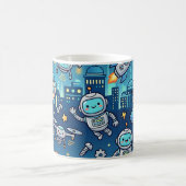 Süße Roboterstadt-Tasse - Tech-Muster Kaffeetasse (Mittel)