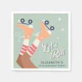 Süße Roller Skating Geburtstagsfeier Serviette (Vorderseite)