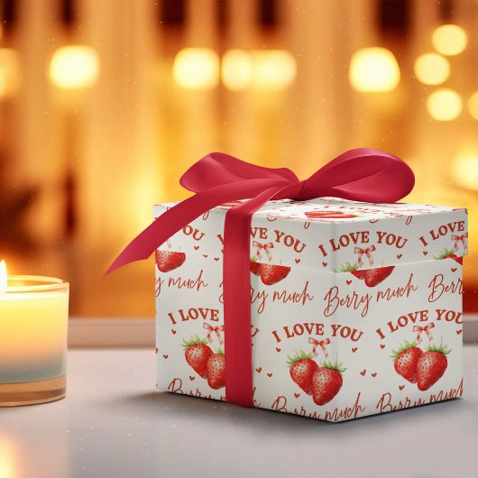 Süße Romantik "I Liebe You Berry Much" Geschenkpapier