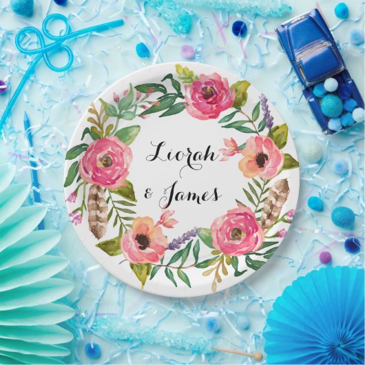 Süße romantische Blume Pappteller (Party)