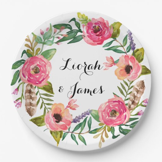 Süße romantische Blume Pappteller (Vorderseite)