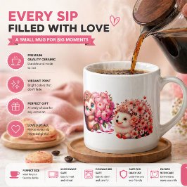 Süße romantische florale Igel-Duo-Illustration Espressotasse