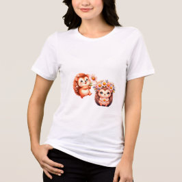 Süße romantische florale Igel-Duo-Illustration Tri-Blend Shirt