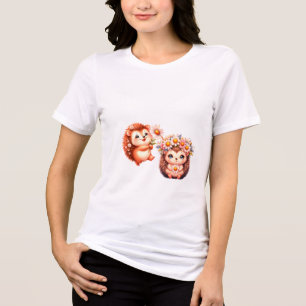 Süße romantische florale Igel-Duo-Illustration Tri-Blend Shirt