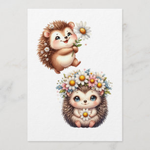 Süße romantische florale Illustration eines Igel-D Einladung