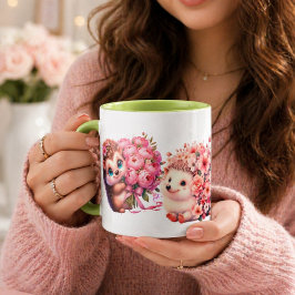 Süße romantische florale Illustration eines Igel-D Tasse