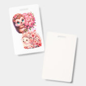 Süße romantische Illustration eines Igel-Duos mit  Ausweis (Vorder- & Rückseite)