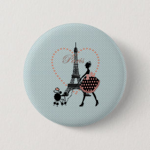 Süße romantische Vintage-Mädchen-Silhouette beim G Button