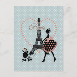 Süße romantische Vintage-Mädchen-Silhouette beim G Postkarte