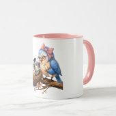 Süße rosa Abschieds-Vogeltasse Tasse (VorderseiteRechts)