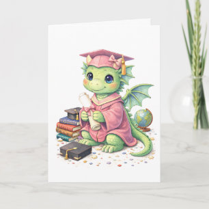 Süße rosa Abschluss-Drache-Grußkarte Karte