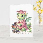 Süße rosa Abschluss-Drache-Grußkarte Karte (Gelbe Blume)