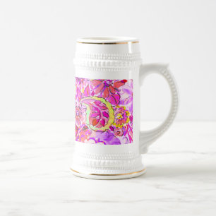 Süße rosa abstrakte Blumen Bierglas