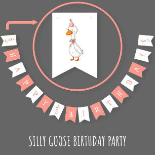 Süße rosa alberne Gans Alles Gute zum Geburtstag Wimpelkette