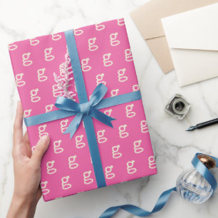 Süße rosa Anfangsmonogramm Retro-Schreibmaschinen- Geschenkpapier