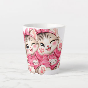 Süße rosa Anime-Kätzchen Keramik-Kaffeetasse - Lie Milchtasse