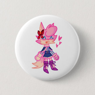 Süße rosa Anthro-Cartoon-Schaltfläche Button