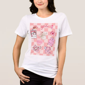 Süße rosa Ästhetik kawaii Schachbrett  Tri-Blend Shirt
