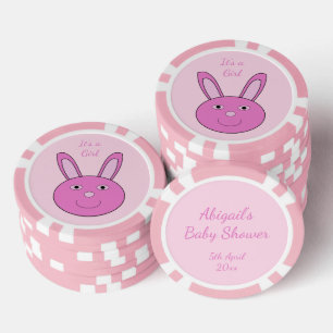 Süße rosa Baby-Mädchen-Hasen-Gesicht Frühling Oste Pokerchips